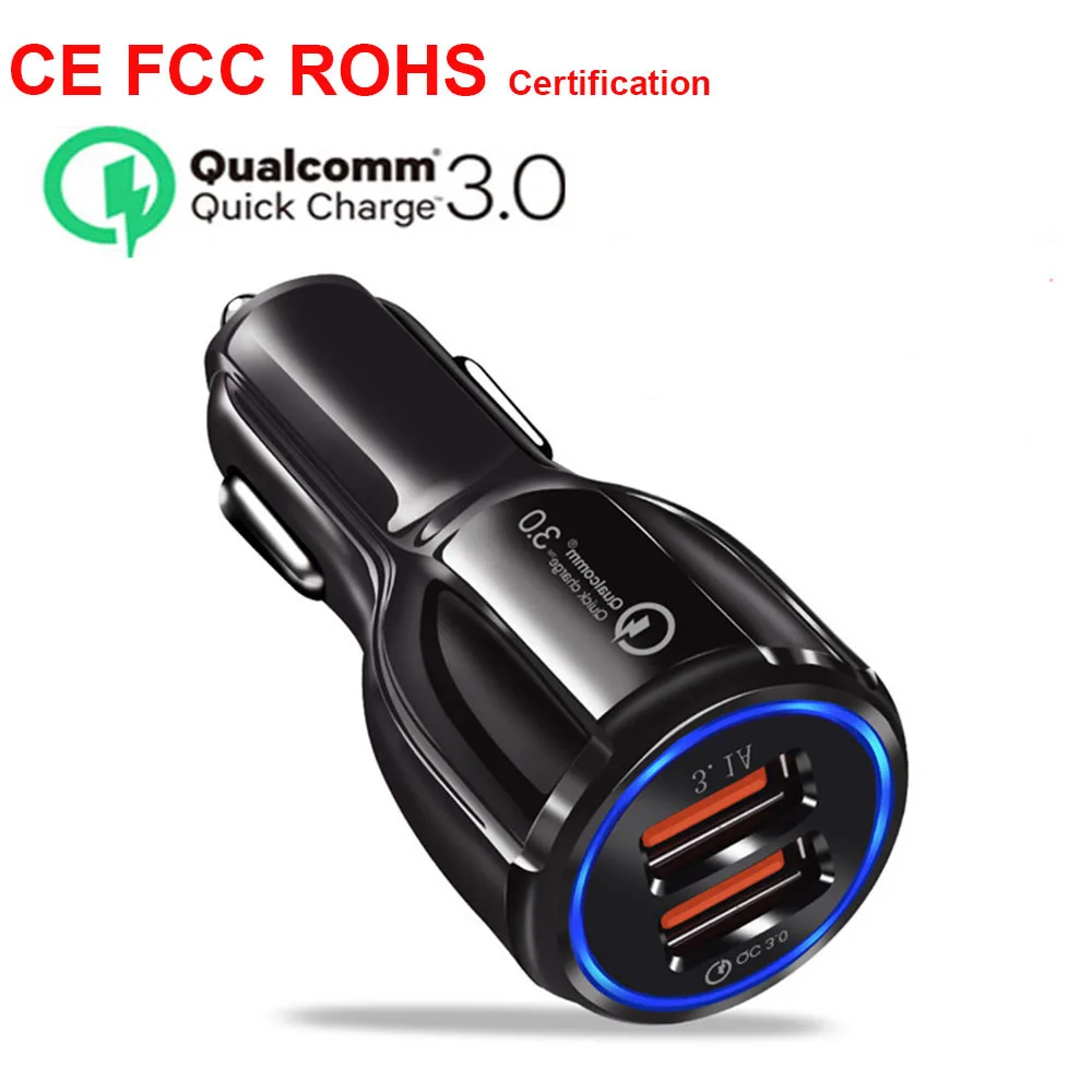 

Car USB Charger Quick Charge 3.0 Mobile Phone Charger Dual USB Fast Charger QC 3.0 Car Charger for iphone Samsung Xiaomi Tablet