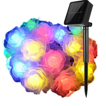 

Solar powered 12M 100 Led Rose Flower Fairy String garden Lights Wedding Home Birthday lawn lamps Party Garland Luminaria