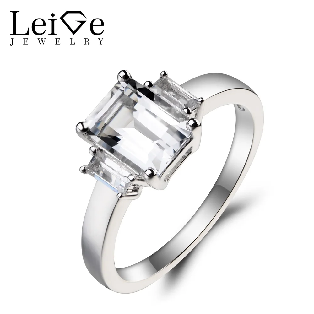 Leige Jewelry Natural White topaz Ring Wedding Ring November Birthstone