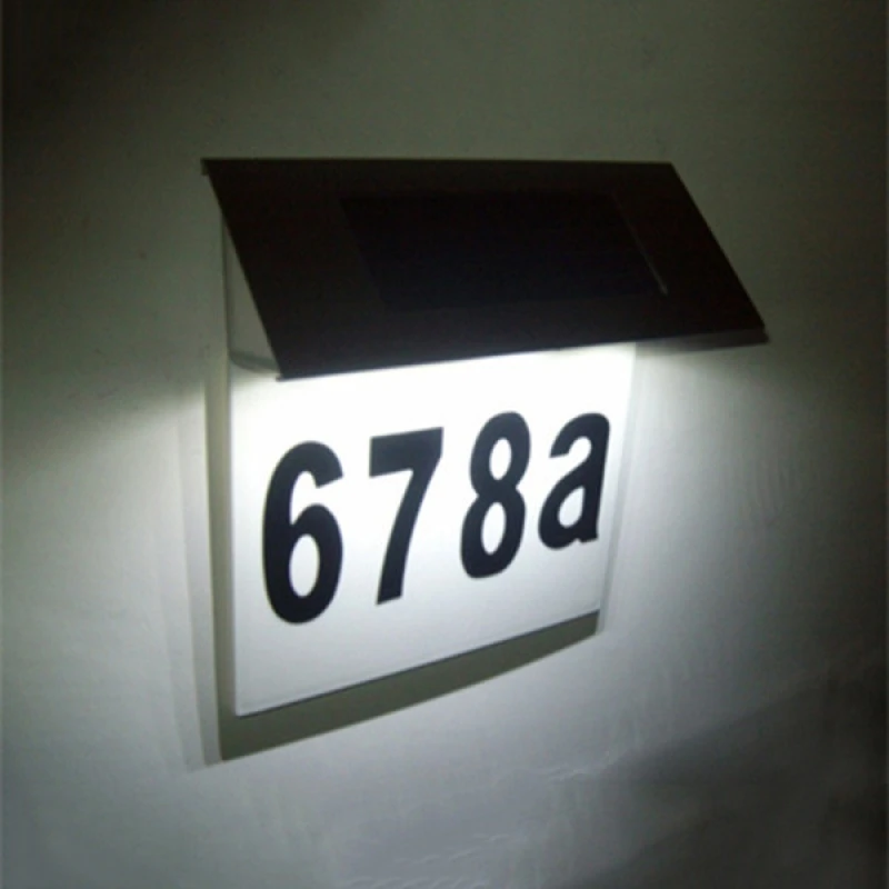 

Solar Powered House Number Light 2 Highlight LED Outdoor Garden Doorplate Lamp Silver Gray