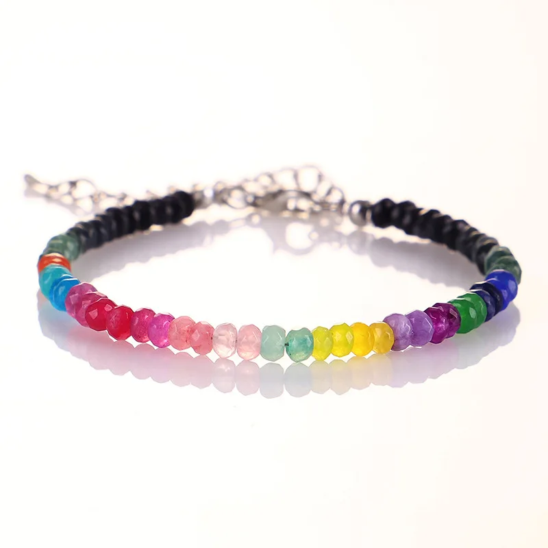 

Chakra018 Lucky Stone Beads Simple Bracelet 3mm Beads Adjustable Bohemia Buddhism Women 7 Chakra Bracelets Yoga Prayer Jewelry