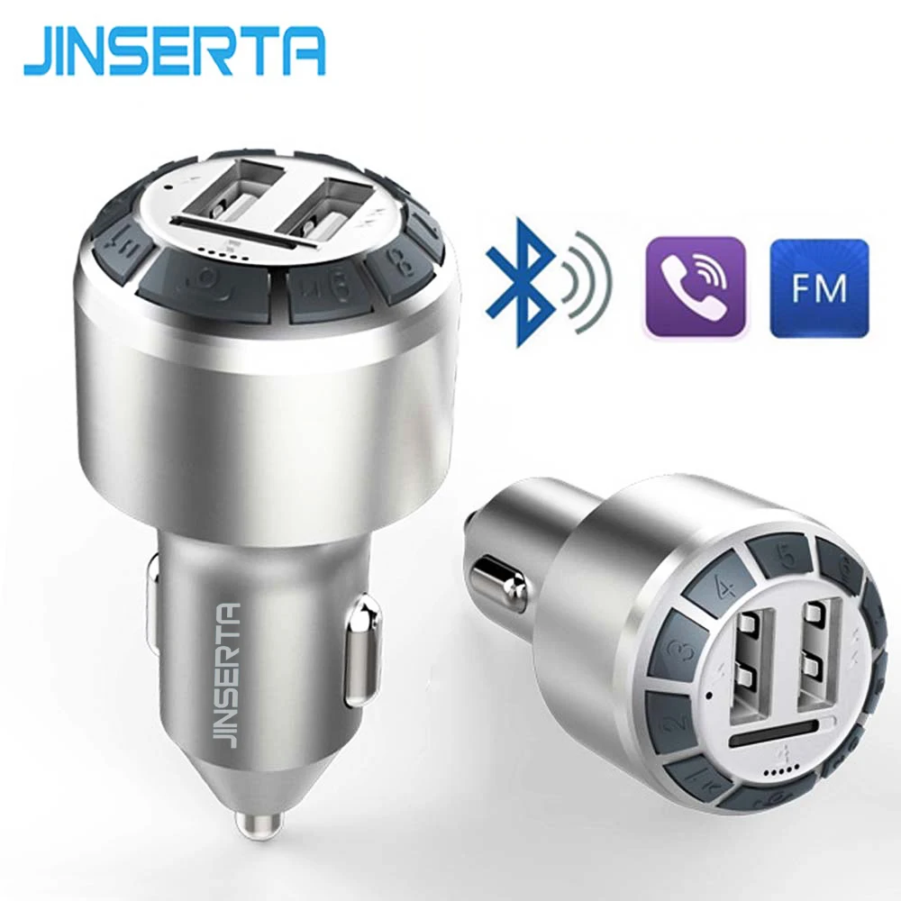 

JINSERTA Car MP3 Audio Player Bluetooth FM Transmitter HandsFree LCD Display USB Quick Charger 5V 3.1A USB Drive TF Music Play