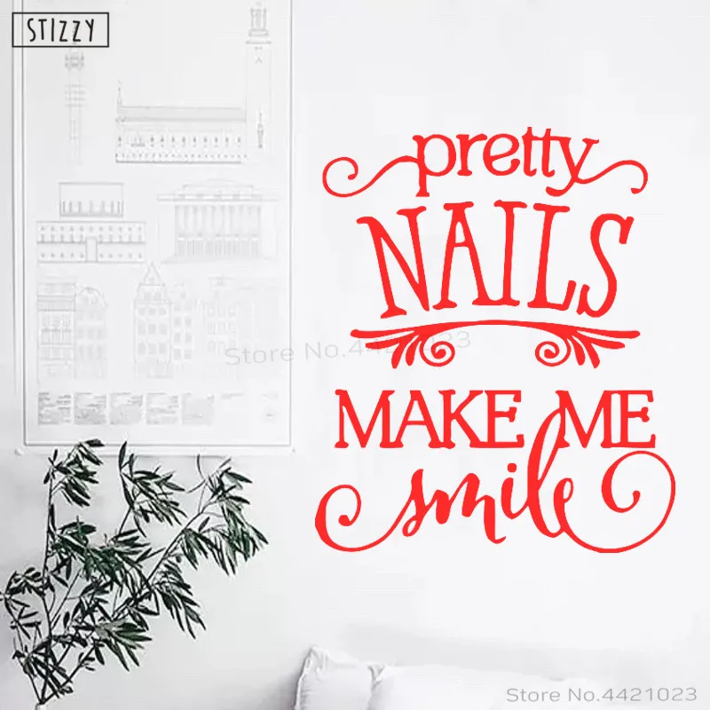 Настенная Наклейка stizzy Girls Nail beauty Salon виниловые наклейки на стену цитаты красивые ногти Make Me Smile Window Art Фреска плакат DIY B911