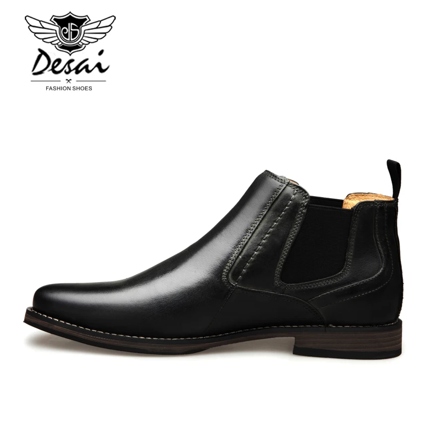 DESAI Genuine Leather Men's Boots Vintage Style High-Cut Lace-Up Shoes Men Fashion Casual Brogue High Boots EUR Size 8-12