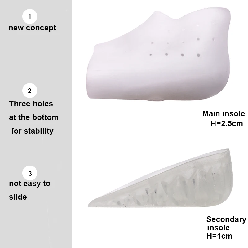 1 пара невидимых Высота Увеличение носок гелевая стелька 3,5 до 2,5 см каблуки гелевые носки подошвенный фасциит скобка снимает боль в ногах