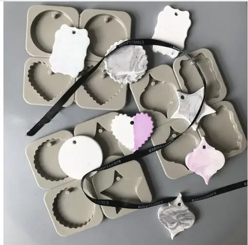 

car pendant decoration four hole round heart star silicone forms aroma stone moulds silicone molds aroma wax tablets mould