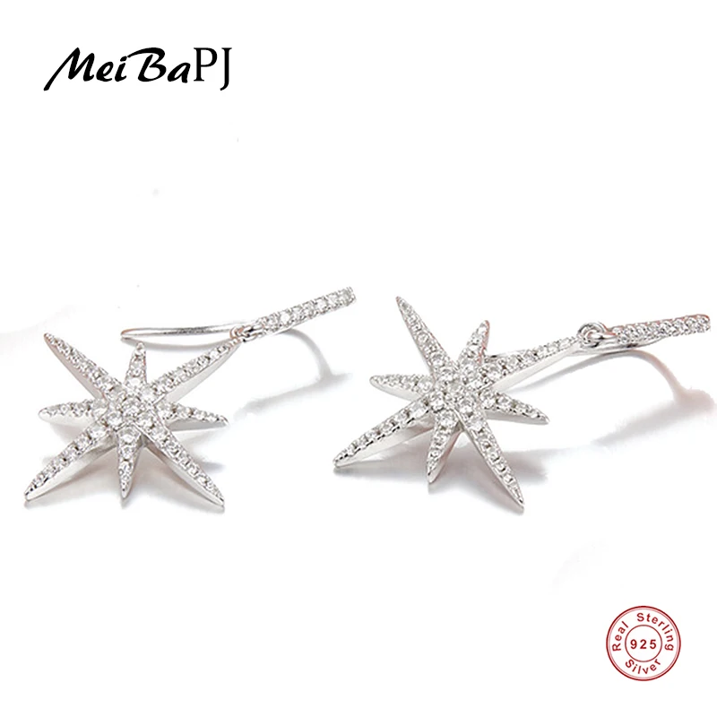 

[MeiBaPJ]The big European and American S925 silver inlaid micro Star Earrings fashion personality temperament all-match
