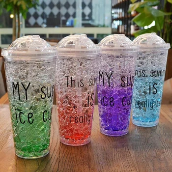 

550ml Children Students Korean Version Of Fresh And Lovely Korean Creative Trend Straw Cup Adult Plastic Broken Ice Bottle
