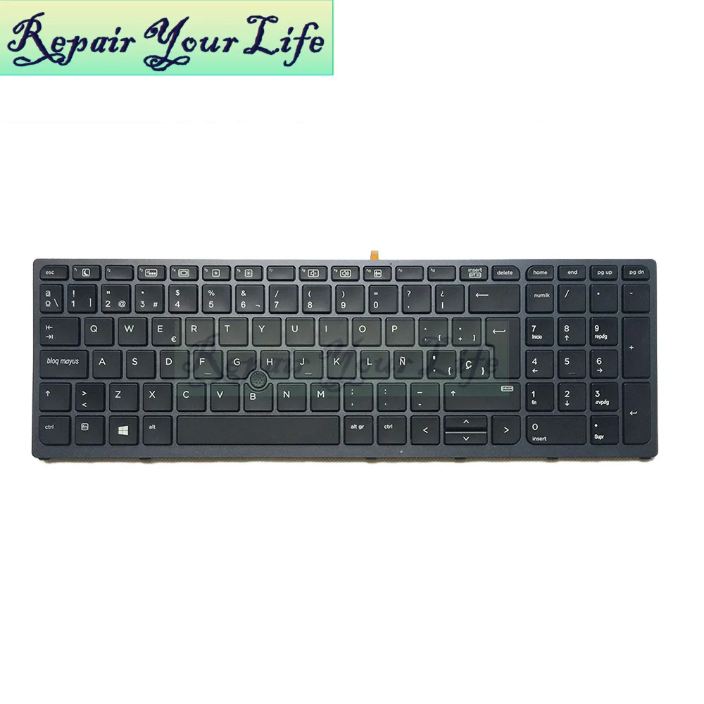 Original e Novo com Moldura para hp Layout com Backlit Zbook Teclado Espanhol 15 g3 17 sp - Imagem 5