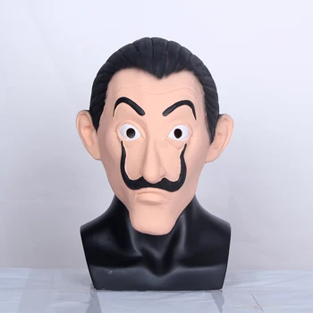 

100 pcs/lot Salvador Dali Face Mask Latex La Casa De Papel Face Mask Cosplay Adult Masks Party Props Halloween Realistic Mask