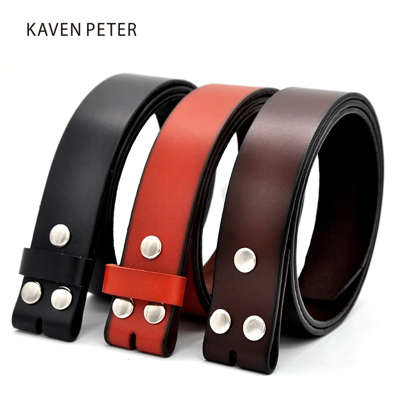 Genuine Leather Belts Without Buckle for Men Brand Strap Vintage Jeans Cowskin Strap With One