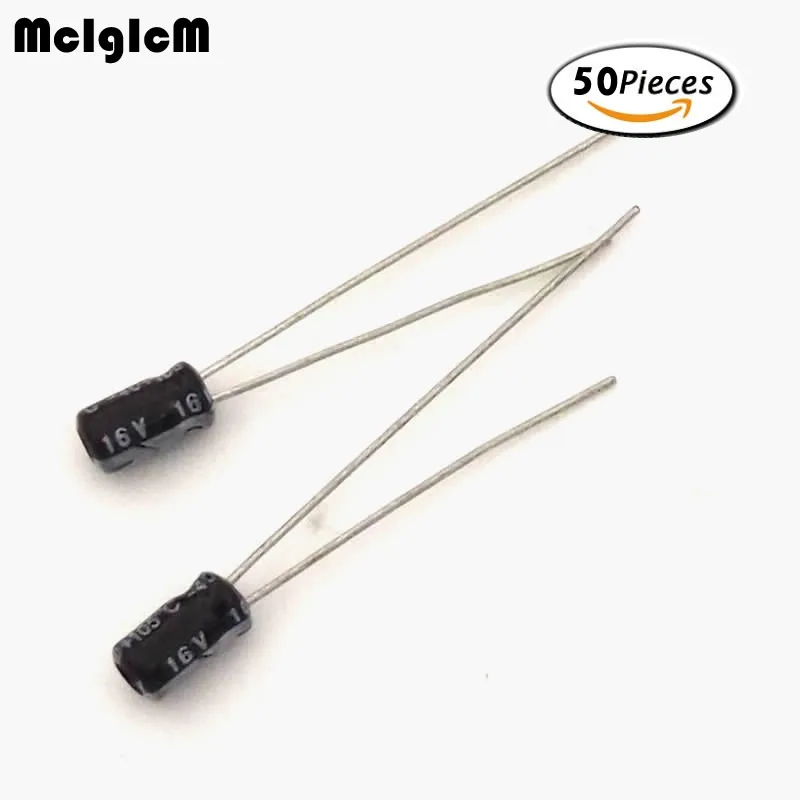 

MCIGICM 50pcs Aluminum electrolytic capacitor 10uF 16V 3*5 Electrolytic capacitor
