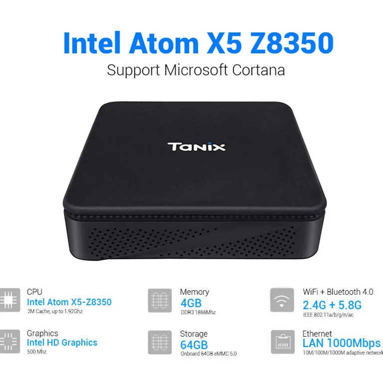 TANIX TX85 Mini PC Smart TV Box Windows 10 4GB 64GB 2.4GHz 5.8GHz WiFi Set Top Box 1000Mbps Bluetooth 4.0 64Bit