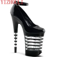 Женская обувь на тонком каблуке 20 см; Водонепроницаемая платформа; пикантная обувь для ночного клуба с закрытым носком; тонкие танцевальные туфли