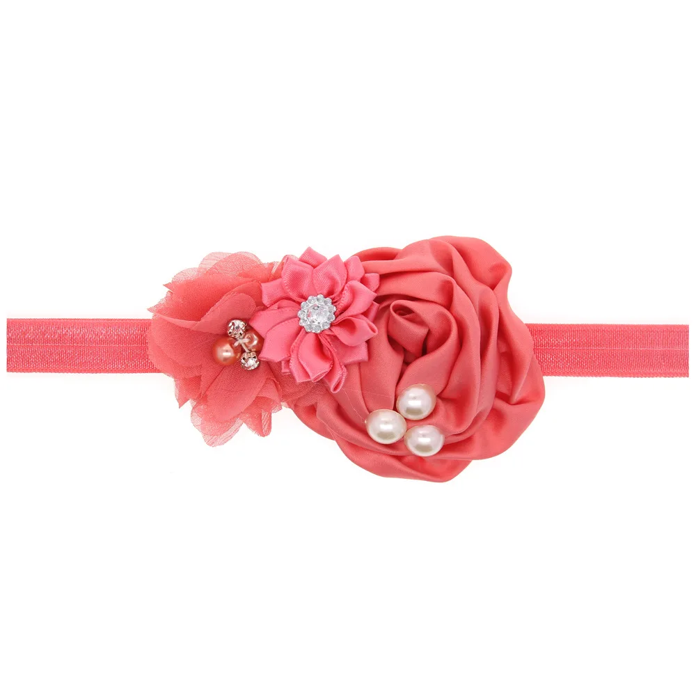 Yundfly Chic Newborn Baby Headband Ruffle Flower Crystals Elastic Headband Kids Hairband best Baby Accessories