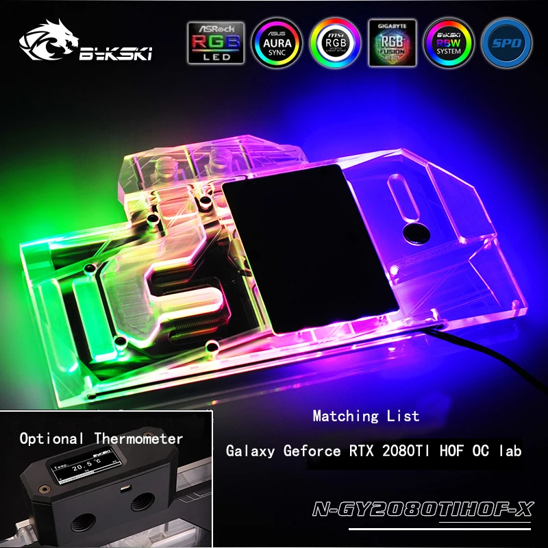 

BYKSKI Full Cover GPU waterblock for GALAX RTX 2080Ti HOF. P/N: N-GY2080TIHOF-X