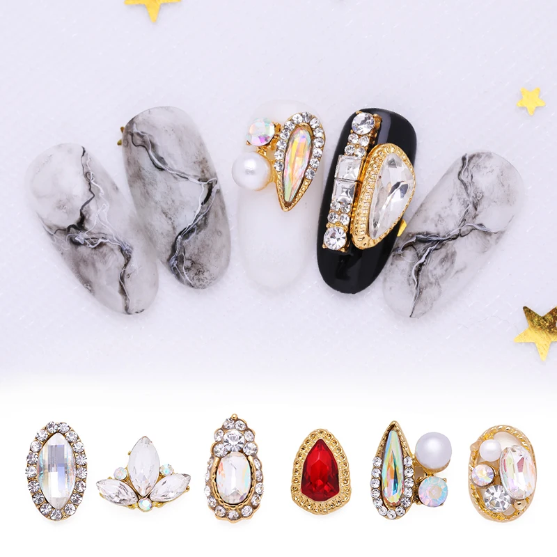 

5Pcs/Pack 3D Nail Art Decorations Rhinestones Crystal Stones Mixed Studs Shining DIY Tips Accessories Tool Nail Spa