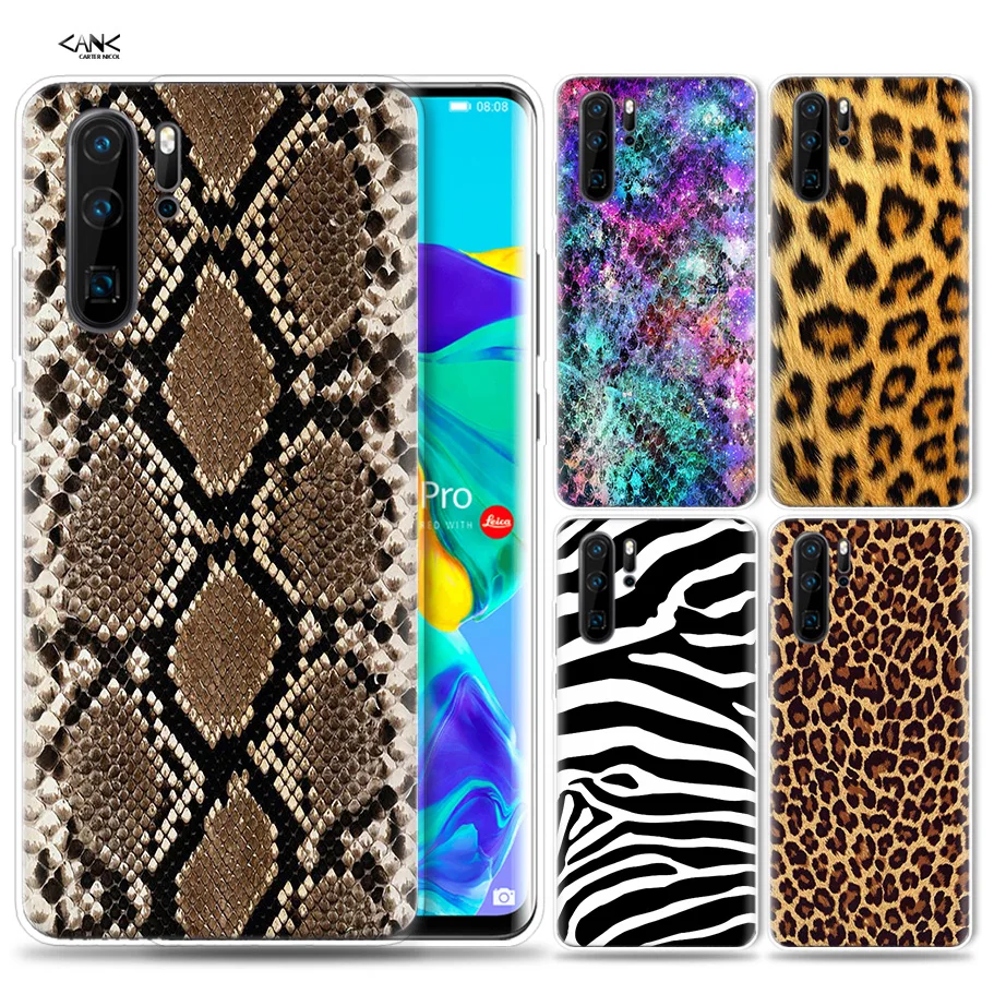 

Case for Huawei P30 P20 P10 P9 Mate 10 20 Lite Pro Mobile Cell Phone Bag P Smart Z 2019 Plus leopard print Snake skin art patter
