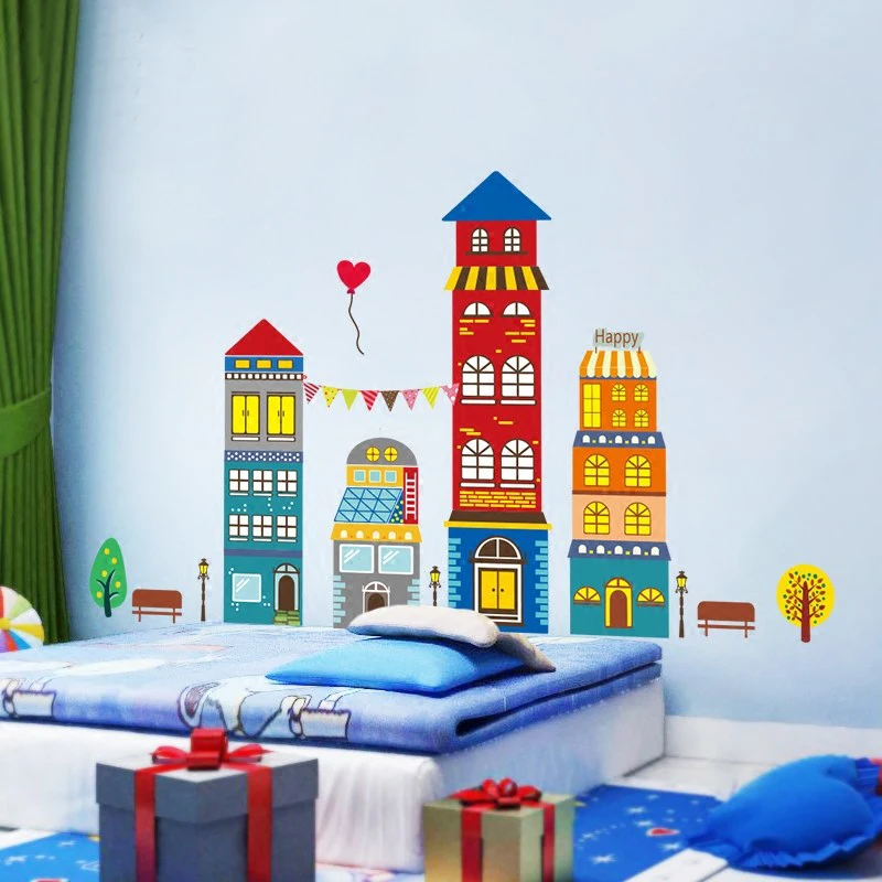 Diy большой замок Домашний декор настенные наклейки s для детской комнаты детская спальня Наклейка Фреска Искусство детский сад украшение подарок ребенку