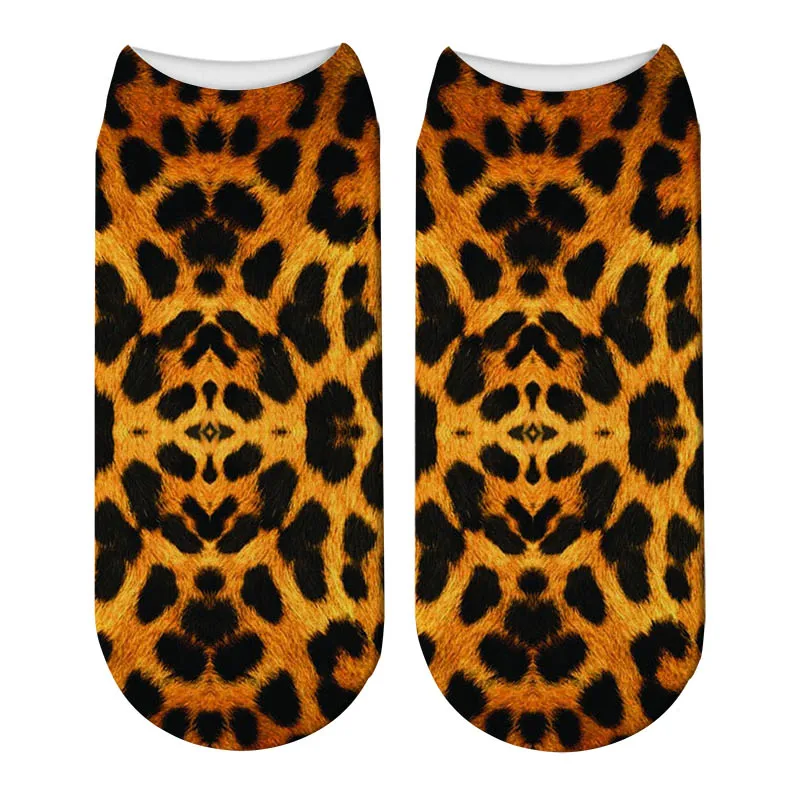 Носки с 3D-принтом животных и леопарда; милые хлопковые носки с цифровым принтом животных; Kawaii; Детские женские носки с низкой лодыжкой в стиле унисекс - Цвет: 1