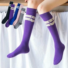 Модные комплекты одежды в полоску сексуальные Harajuku в Корейском стиле Для женщин гетры женский милый красные, синие Повседневное вентиляции хлопковые носки чулочно-носочные осень-зима