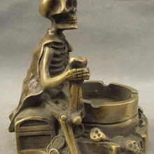 Bi003232 Народные Китайские Бронзовые Техника Богатство Золото Копилку Скелет Статуя Пепельница