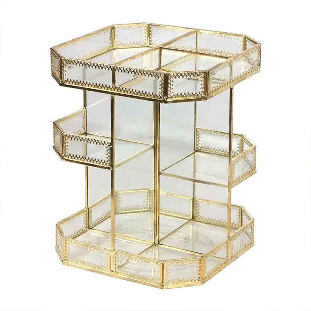 360 Degree Rotating Makeup Organizer Antique Countertop Cosmetic