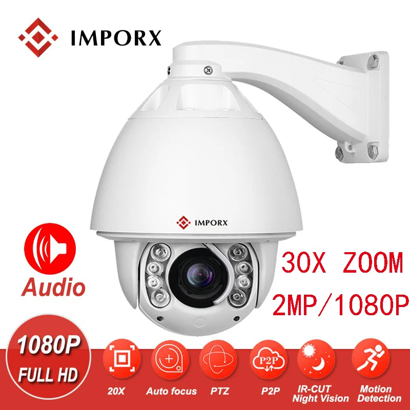 IMPORX 1080P HD автоматическое отслеживание домашней безопасности ip-камера 20X/30X зум 2MP ИК уличная PTZ скорость купольная ip-камера Поддержка аудио SD карты