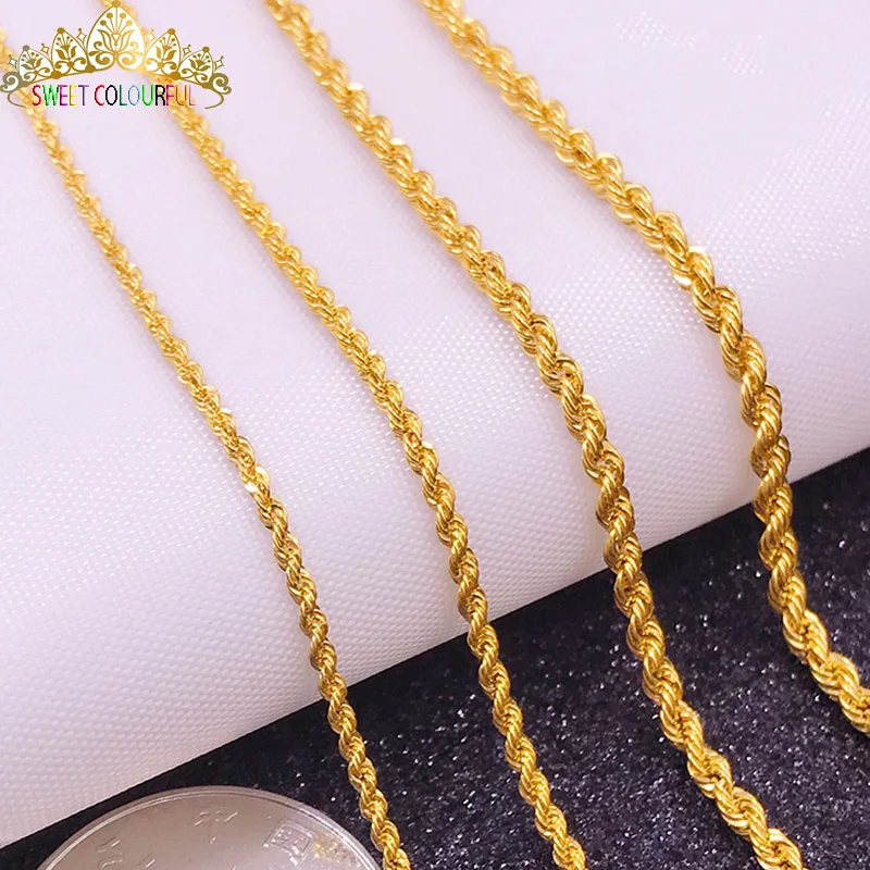 

100% 18K Pure Gold Women's Necklace Fashion&Trendy yellow white rose lady unisex Female's chain