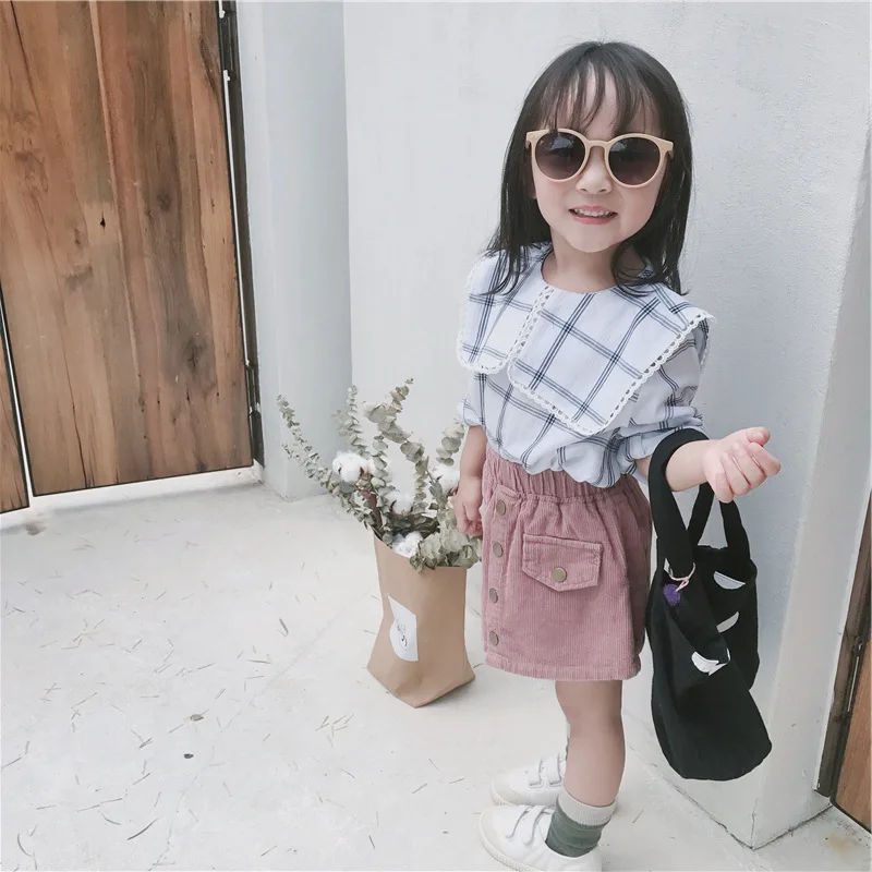 DFXD/Новинка года, Осенние вельветовые юбки для маленьких девочек Корейская одежда для малышей Модная Однотонная юбка принцессы на пуговицах для детей возрастом от 2 до 8 лет