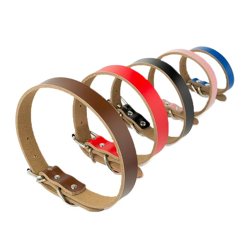 

PU Leather Solid Soft Colorful Pet Dog Collar For Small Medium Large Dogs Neck Strap Adjustable Safe Puppy Kitten Cats Collar