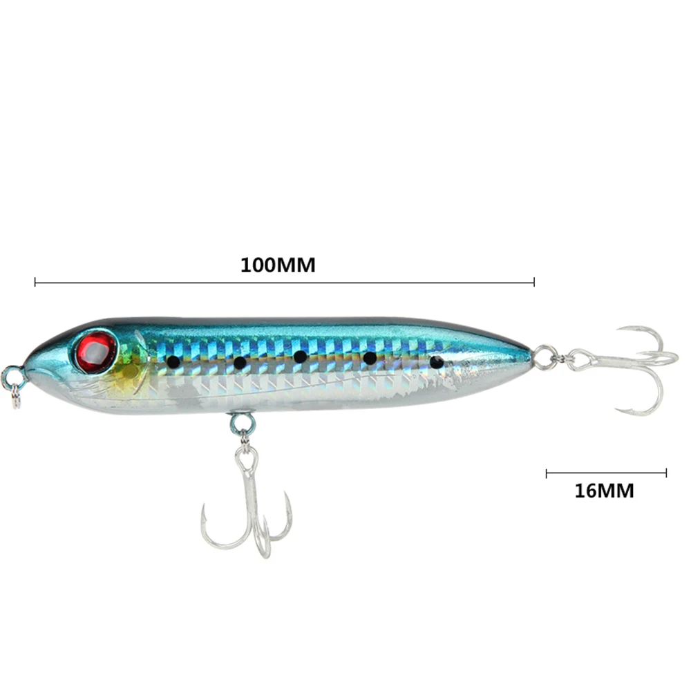 OTTESEN 1 unids/lote 100mm 14g flotante lápiz de señuelo de pesca topwater popper bajo pike señuelo plástico wobblers pesca 5 colores disponibles
