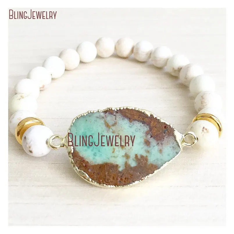 

Beige Crackle Howlite Beads Bracelets Chrysoprase Stone Bracelets BM17689