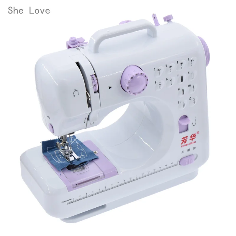 

Fanghua Mini Sewing Machine 12 Stitches 505A Knitting Machine Multifunction Electric Replaceable Presser Foot Crafting Mending