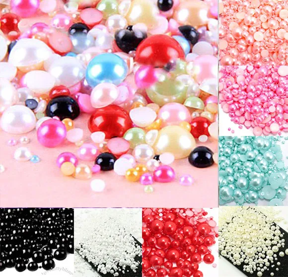 500pcs 2-10mm Mixed Color Half Round Pearl Beads FlatBack Scrapbook Craft Cabochon Kawaii DIY Embellishments Accessories