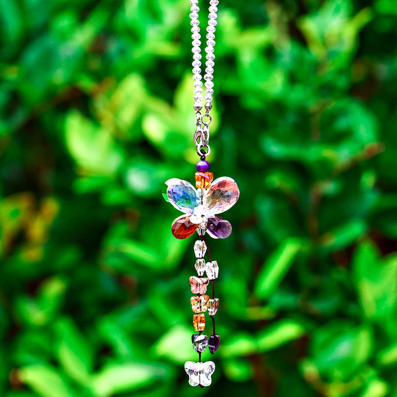 H&D Car Charms Rear View Mirror Accessories Crystal Hanging Prisms Fengshui Suncatcher Rainbow Pendants Crystal Ornaments sun catcher,crystal pendant,sun catchers