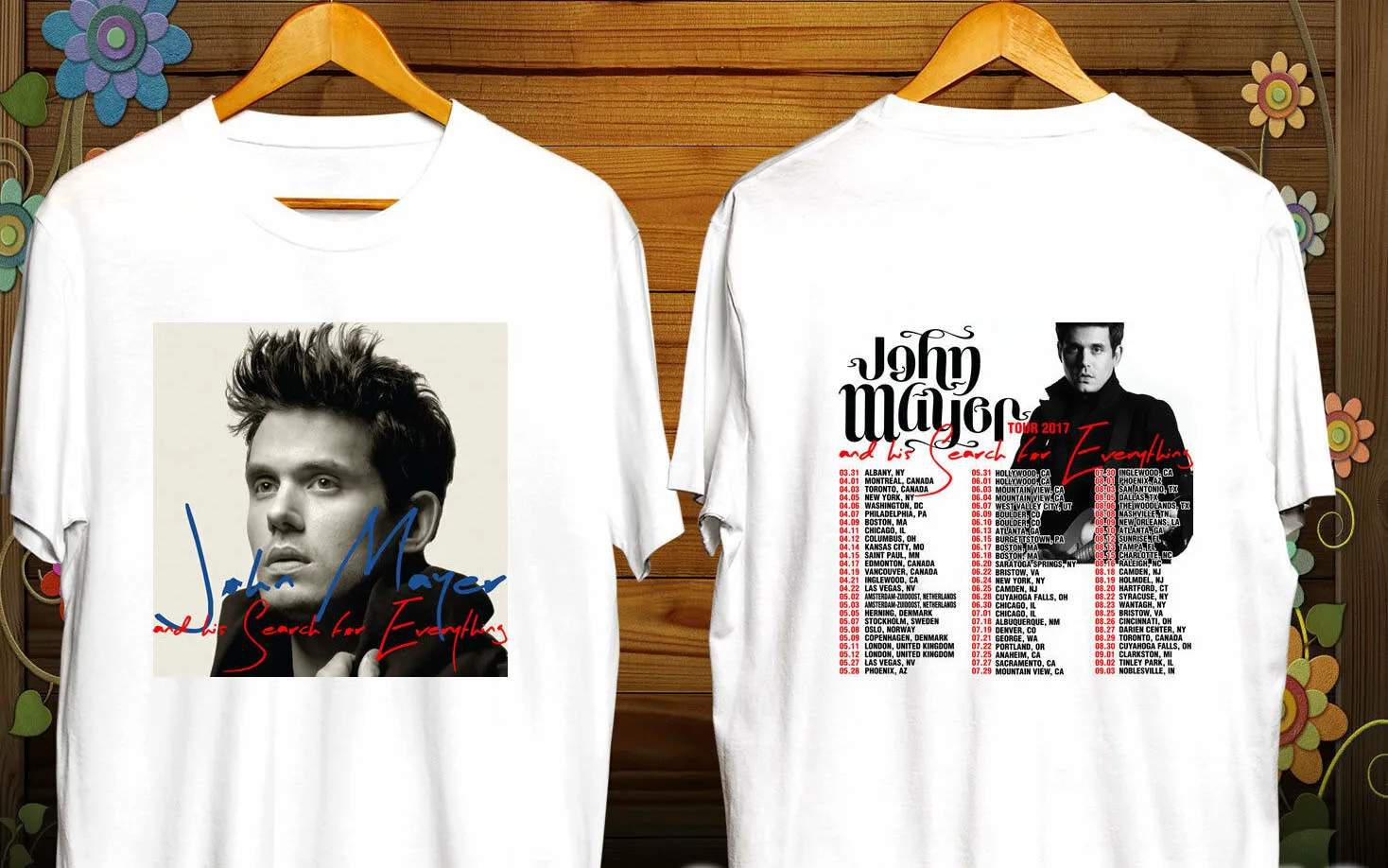 

John Mayer The Search for Everything Tour Dates 2017 Unisex White T Shirt Mens T-Shirt Summer O Neck Cotton Top Tee Plus Size