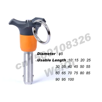 

VCN120 Ball lock pin 5/6/8mm quick release pins plastic handle, self locking ,stainless steel pin with pin and ball