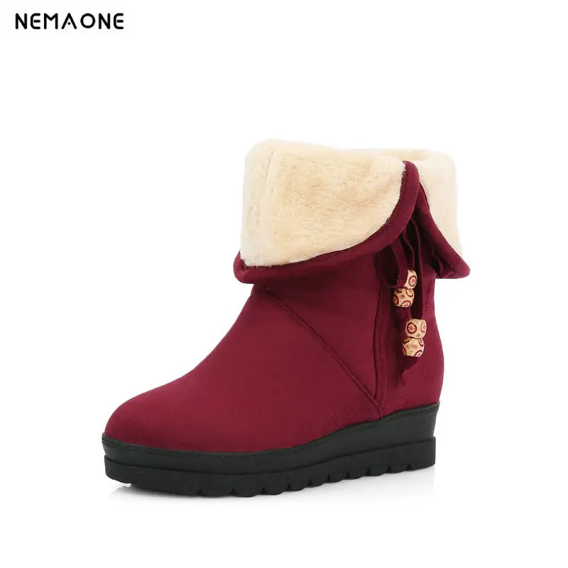 

New winter warm snow Boots woman 4cm wedeges heels Women ankle boots platform ladies casual work shoes large Size 34-43