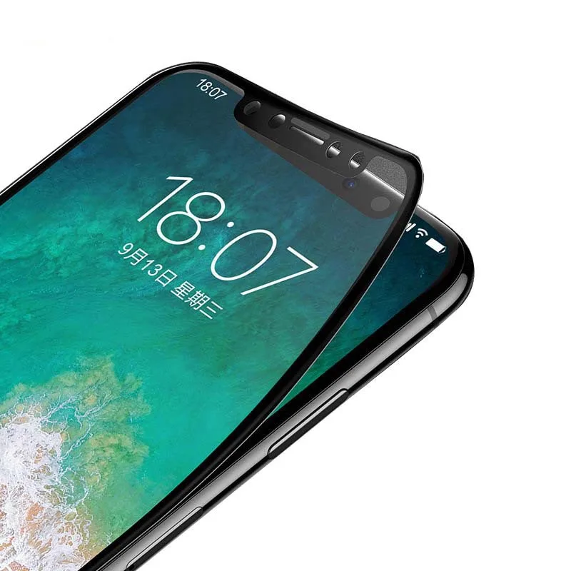

Lofter Full Cover Tempered Glass for iPhone X XS Screen Protector Carbon Fiber Soft Edge 9H Hardness Film 3D Relief Guard