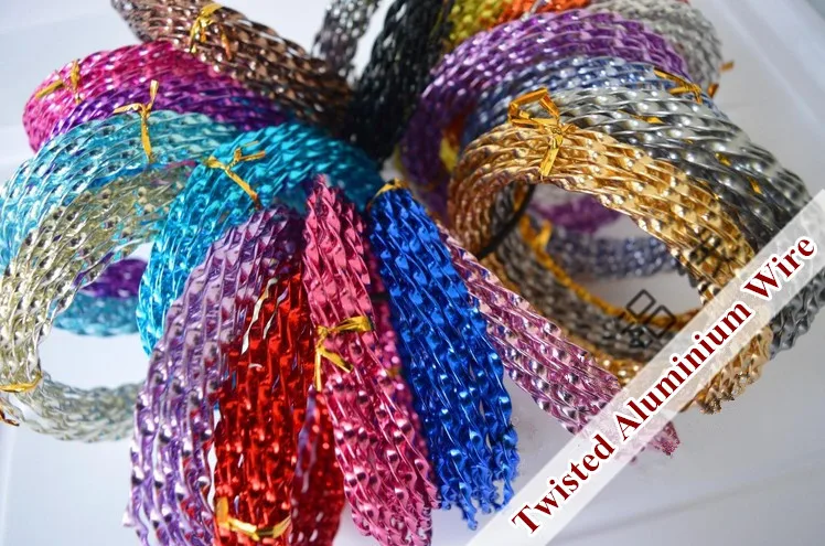 

4 colors/lot 3mmx 20m Anodized Aluminium wire twisted arnish Resistant beading Wire soft DIY handwork free shipping HOT