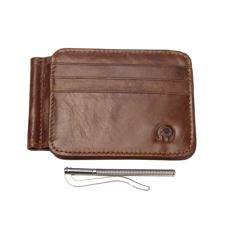 Vintage Leather Wallet For Men Bifold Purse Money Clip Photos Cards Coins Holder