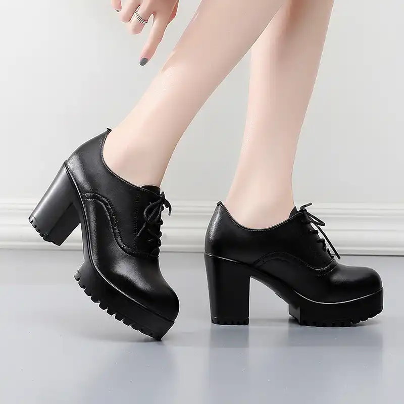 ladies black platform shoes