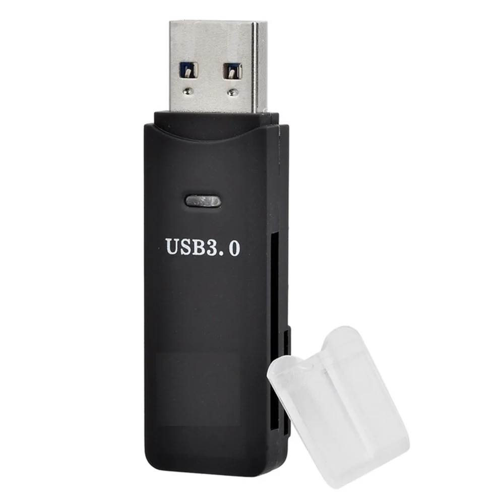 

5pcs Black USB 3.0 Memory Card Reader With 2 Slots 5Gbps Super Speed Card Reader With Cap for SDXC SD TF Micro SD Card