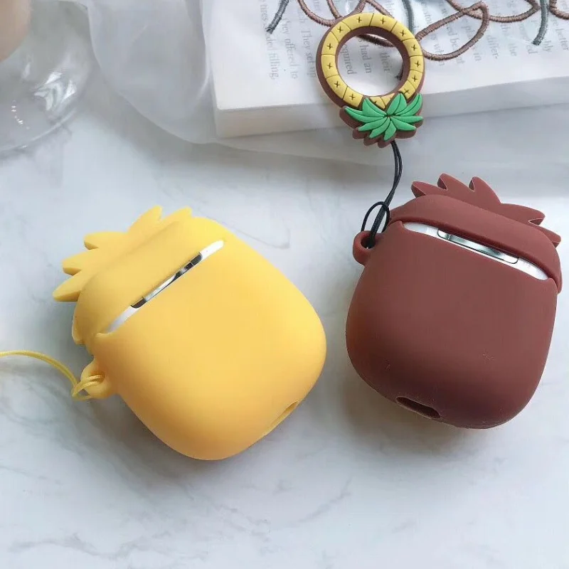 Прекрасный pine apple для airpods 3D защитный чехол для apple Беспроводная bluetooth-гарнитура защитная оболочка силиконовый мягкий чехол