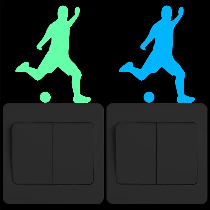 

Soccer Player Glow in the Dark Vinyl Switch Sticker Creative Playing Football Wall Sticker Children Bedroom Luminous Sport Decal
