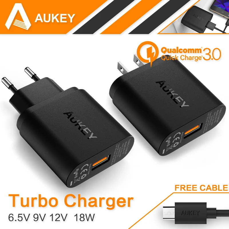 For Qualcomm Certified AUKEY Quick Charge 3.0 Smart USB Wall Charger For Samsung Galaxy S6 7 HTC iPhone Xiaomi Mi4 5&More EU/US
