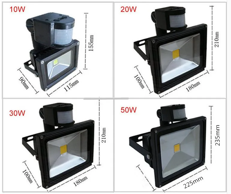 12v flood light LED Flood Light 20W 30W 50W With Sensor IP65 LED Floodlight Reflector PIR Motion LED Spotlight Lamp For Outdoor Lighting 30 watt led flood light