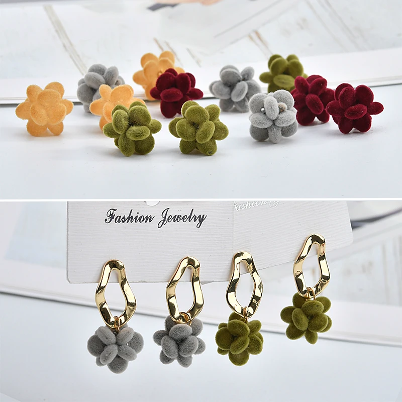 

Autumn and winter micro-velvet petal ball pendant diy earrings accessories