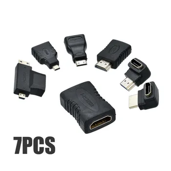 

7 Pcs HDMI Adapter HDMI Male To Female Extension Converter Mini Micro HDMI Connector Kit For Digital Camera Phone HDMI Devices